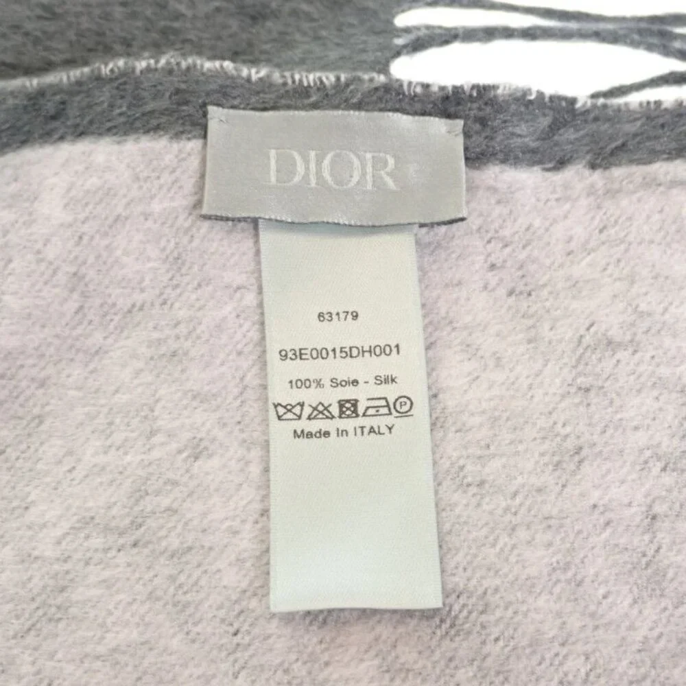 Christian Dior Cdicon Double Face 93 E0015 Dh001 Scarf Silk Gray Pink Men